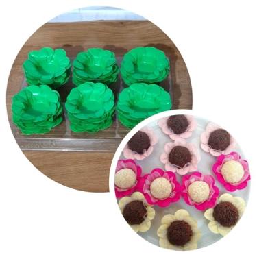 Imagem de Forminhas para doces finos Forminhas Flor para festas casamento aniversário (Verde)