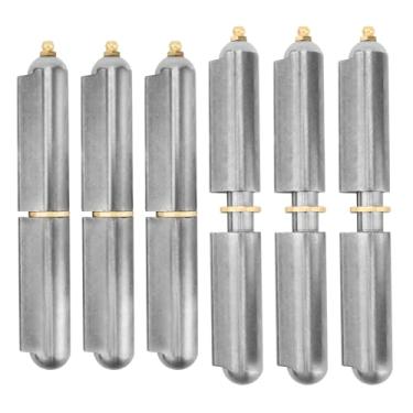 Imagem de Pacote com 6 dobradiças soldáveis de 15 cm com encaixe de graxa, dobradiças de barril soldáveis de aço carbono para churrasco, portões, portas traseiras automotivas, rampa de reboque de porta