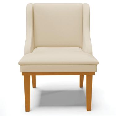 Imagem de Kit 6 Cadeiras Decorativas Sala De Jantar Base Fixa De Madeira Firenze Pu Bege/castanho G19 - Gran Belo