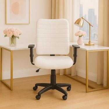Imagem de Cadeira Escritório Ergonômica Branca NR17 Giratória Executiva Home Off