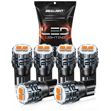 Imagem de SEALIGHT Lâmpada de LED 194 lâmpadas âmbar, 168 W5W 2825 T10 lâmpadas de substituição para cúpula mapa porta cortesia luzes de painel, pacote com 6
