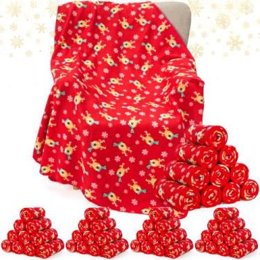 Imagem de Mindsoft 48 mantas de Natal a granel 127 x 152 cm, flocos de neve de rena de Natal, férias de inverno, vermelho, macio, aconchegante, cobertor de lã para cama de inverno, sofá, cadeira e presente de