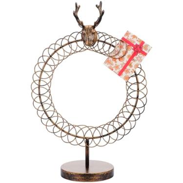 Imagem de MorningRo Suporte de cartão de Natal em espiral de metal, 45,7 cm A, cervo, decorativo, para exibição de mesa, grinalda, para festas de fim de ano, presente de mesa