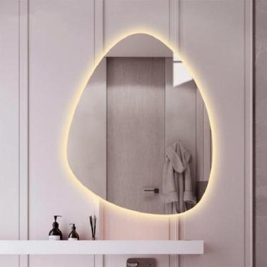 Imagem de Espelho orgânico decorativo iluminado com led quente 80x90cm - Woodgla