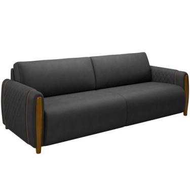 Imagem de Sofá 02 Lugares 168cm Flora M03 material sintético Preto - LYAM DECOR