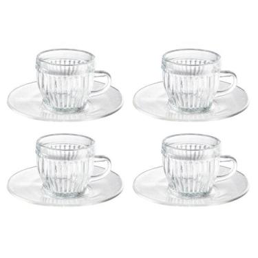 Imagem de Xicara de café de vidro com pires Riviera 85ml - luva com 4 - n/a, UNI