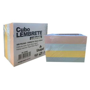 Imagem de Cubo Bloco de Papel Lembrete Usapel com 4 Cores, UNICA