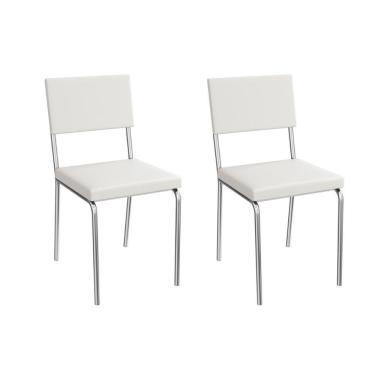 Imagem de Cadeira De Cozinha Zaria 2c128cr Aço Kit 2 Un Cromado-ano Branco - Kappesberg