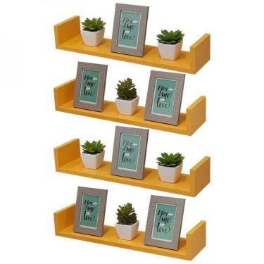 Imagem de Kit 4 Prateleiras U 60 X 10cm Amarela Suporte Invisível