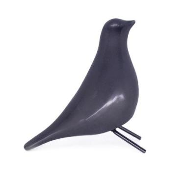Imagem de Escultura Pássaro Decorativo Em Cerâmica para Sala Preto 21 cm F04 - D