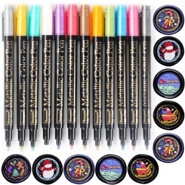 Imagem de HOSEALING Kit de lacre de cera, 12 peças de canetas marcadoras metálicas coloridas para decoração de carimbo de cera, conjunto de lacre de cera premium para vedação de envelope de cera de casamento