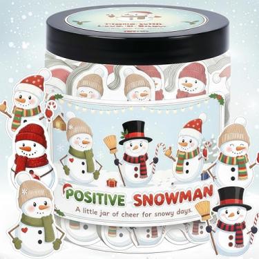Imagem de Pote de boneco de neve positivo, 60 cartões de afirmação, presentes de Natal de apoio emocional, presente engraçado de Papai Noel para adolescentes, amigos, presentes de Natal para professores
