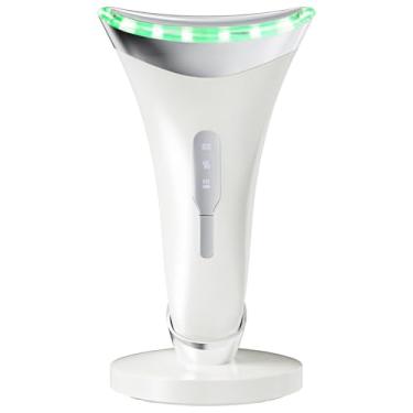 Imagem de Massageador de beleza para rosto e pescoço, dispositivo vibratório antirrugas, firmador e hidratante, carregamento tipo C, portátil para uso doméstico