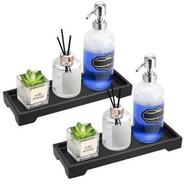 Imagem de Bandejas de balcão de banheiro de cozinha, 2 peças de bandejas de banheiro, fundo elevado e bordas altas, organizadores de bandeja de silicone para aromaterapia, ideais para anéis de maquiagem de