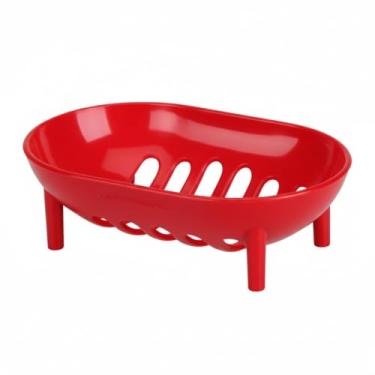 Imagem de Saboneteira Porta Sabonete De Plástico De Plastico Vazada Portátil (Vermelho)
