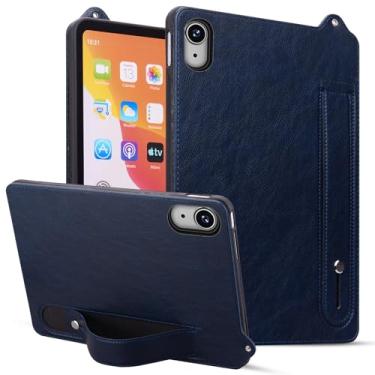 Imagem de Capa fina para Apple iPad mini 6ª geração/iPad mini 7ª geração de 8,3 polegadas, couro de poliuretano leve, alça de mão, com suporte de proteção contra quedas, capa traseira para iPad mini 6 7 2024