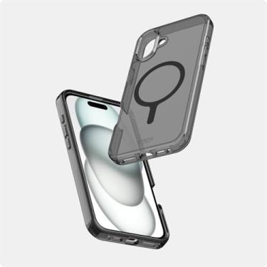 Imagem de Avana Creation - Capa de cinza de gelo para iPhone 16 Plus, capa de telefone transparente clássica, compatível com MagSafe, antiamarelamento, autorreparação, materiais 100% reciclados