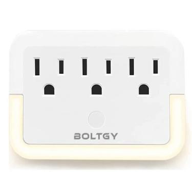 Imagem de Extensor de plugue para adaptador de parede BOLTGY de 3 tomadas com lu