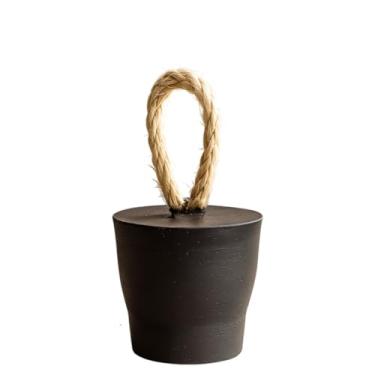Imagem de Peso de Porta, Peso de Porta Decorativo 1,3kg Concreto com Base em Carpete Anti Risco Alça em Sisal Segurador de Porta, 9 X 10 Cm(Redondo Preto,4)
