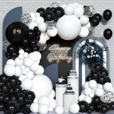 Imagem de Kit Balloon Garland Arch, 136 unidades em preto e branco com acessório