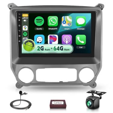 Imagem de Unidade de cabeça estéreo para carro Android 2G + 64G para Chevrolet Chevy Silverado 2014-2018 com DSP/Wireless Carplay/Android Auto, rádio IPS Touchscreen de 10 polegadas com GPS Navi WiFi Bluetooth