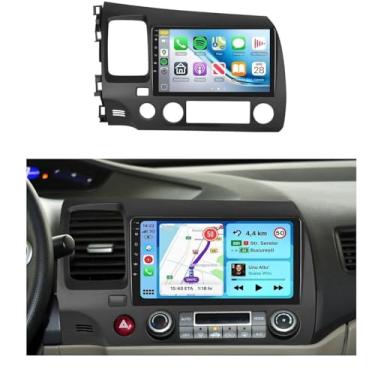 Imagem de Rádio Bluetooth 4G + 64G 5.0 para Honda Civic 2006-2011 estéreo automotivo com câmera de backup IP69K, tela sensível ao toque IPS de 9 polegadas 1280 x 720P, Android Auto, DSP 32EQ, FM/RDS, tela