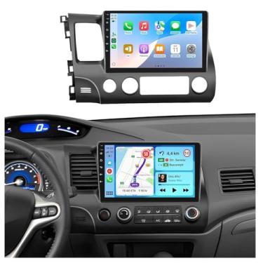 Imagem de Rádio 8 núcleos 6 GB 128 GB para Honda Civic 2006-2011 【para tela GPS】Android 13 estéreo para carro com carro sem fio Android Auto, tela sensível ao toque QLED 1280 x 720P, DSP 46EQ 5.0 Bluetooth FM
