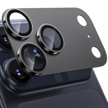 Imagem de WSKEN Protetor de lente de câmera para iPhone 17 Pro, [à prova de estilhaçamento de grau militar] [forte aderência] protetor de tela de vidro temperado de liga de alumínio de metal, preto