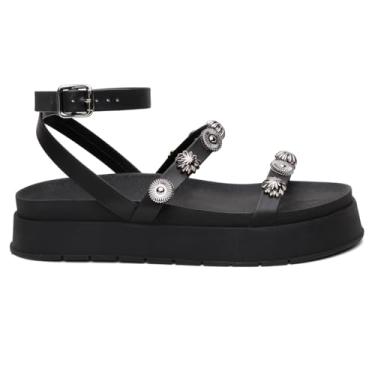 Imagem de Sandália Papete Birken Feminina Tiras Detalhes em Metal Preto Verão Primavera Praia Fivela Moda Blogueira (BR, Adulto, Numérico, 36)