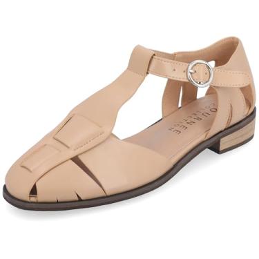 Imagem de Journee Collection Womens Azzaria Stacked Heels with Squared Toe and Buckle Detail, Tan, 8