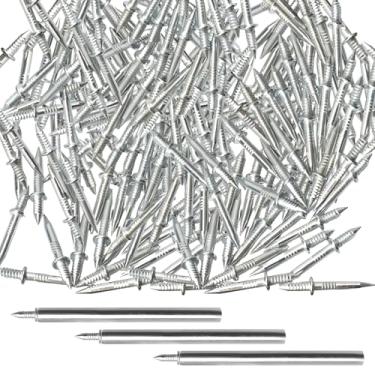 Imagem de 300 peças de pregos de linha de rodapé de cabeça dupla, parafusos invisíveis e ferramenta de manga específica, pregos ocultos para acabamento, pregos de dupla face para linha de rodapé sem costura com
