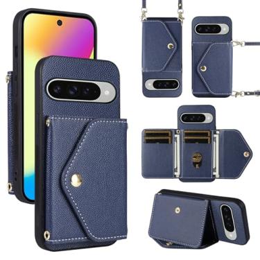 Imagem de Dibosom Capa carteira minimalista para Google Pixel 10/10 Pro 5G com alça de ombro, 6 compartimentos para cartões, bolsa flip fina e fina, suporte para cartão de crédito, acessórios para celular