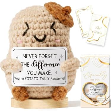 Imagem de Christmas Thank You Gifts for Women, Handmade Emotional Support Crochet Potato w/ Card, Employee Teacher Appreciation Gifts Stocking Stuffers, Christmas Birthday Gift for Women Coworkers Nurse Boss