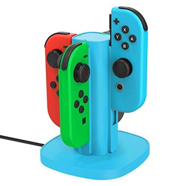 Imagem de Talkworks Joy Con Charging Dock for Nintendo Switch - Docking Station Charges Up to 4 Joy-Con Controllers Simultaneously (Controllers Not Included) - Blue - Nintendo Switch