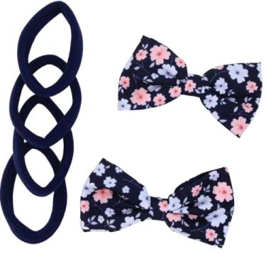 Imagem de Kit 2 Laços Presilha Infantil com 4 Elásticos sem costura - Cor: Azul Marinho
