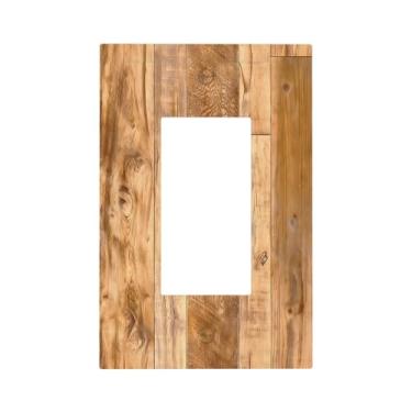 Imagem de Naiqadnehz Capas de tomada decorativas cor de madeira rústica textura de madeira natural 1 gangue único interruptor de luz placa de cobertura GFCI placas de parede tampa de placa de interruptor