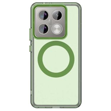 Imagem de Pzwoxukhov Capa compatível com Xiaomi 14T Pro 5G, suporta carregamento sem fio, capa magnética à prova de choque, compatível com Xiaomi 14T Pro 5G capa verde