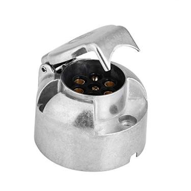 Imagem de Tbest Adaptador de conector de plugue de reboque de 7 pinos de 12 V, estrutura de alumínio resistente, pinos de latão e design de jogo para caravanas, caminhões, trailers, barcos, trailers, cor prata