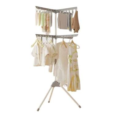 Imagem de Hhsdyl Varal de Roupas Tripé, Cabide Porta-Roupas Portátil e Dobrável, Economizador de Espaço - Varal de Roupas para Chão e Varanda,Gray,double layer