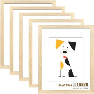 Imagem de LUCKYLIFE Moldura para fotos de 40,6 x 50,8 cm, molduras de madeira natural maciça com acrílico acrílico, tela de 28 x 35 cm com tapete ou 40 x 50 sem tapete, moldura para pendurar na parede, conjunto