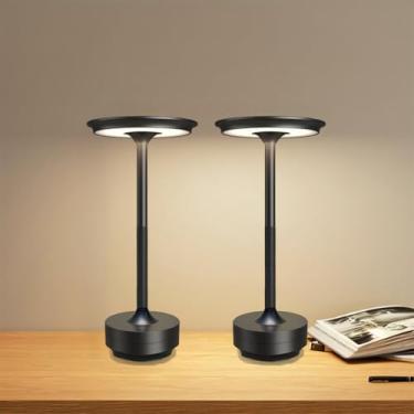 Imagem de Kipliko Luminária de mesa sem fio Ecolume, lâmpada LED portátil operada por bateria, LED de 3 cores regulável e contínuo com função de memória. Portátil para escritório em casa/jantar/restaurante/sala