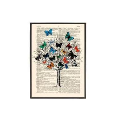 Imagem de Quadro Decorativo Árvore De Borboletas 33X24 C/Vidro - Preta - Quadros
