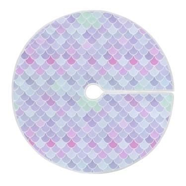 Imagem de Blueangle Saia de árvore de Natal com escamas de sereia coloridas de 120 cm - poliéster macio e resistente a rugas, decoração de férias para festas de Natal, árvore festiva e decoração de casa (62)