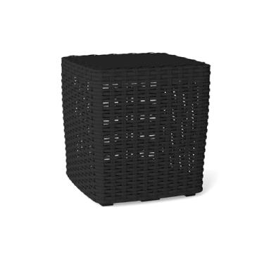 Imagem de Pareschi Caixa de armazenamento externo de 14 galões, caixa de deck de vime sintético com tampa removível e recurso bloqueável, banco de armazenamento à prova d'água para todos os climas para beira da