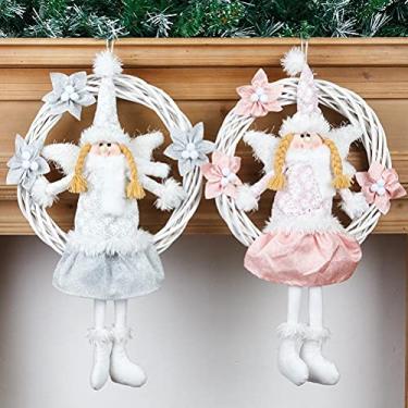 Imagem de Generic Pingente de Suspensão de Parede para Casa Natal Bonito Anjo Rattan Guirlanda Porta Frontal Decoração de Férias, Decoração Exclusiva, Cena aplicável: Natal Em Família, Casamento, Aniversário,