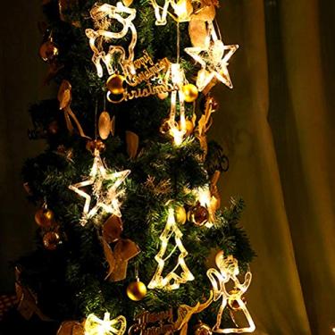 Imagem de YWBL-WH Lâmpada de Ventosa de Janela de Natal, Material ABS, 8 Luzes de Fadas LED Com Estrelas de Boneco de Neve, Perfeita para Decoração de Férias Em Janelas e Tetos Domésticos (#04)