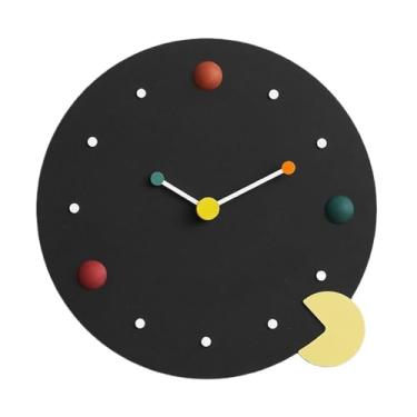 Imagem de Relógio de parede Relógio de parede moderno e minimalista, silencioso, alimentado por bateria, com design geométrico para decoração de casa(Preto)