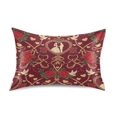 Imagem de SEHANY Capas de almofada elegantes de seda rosas para cabelo e pele, capas de almofada de cetim respiráveis macias e refrescantes com fecho de envelope, tamanho king (50,8 x 76,2 cm)