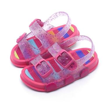 Imagem de Sandália Papete Infantil Plugt Menina Confortável Play Glitter Calce Fácil Leve Antiderrapante (Pink, BR, Criança de 1 a 3 anos, Faixa Numérico, 25, 26)