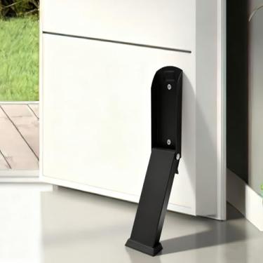 Imagem de Rolha de porta dobrável, altura ajustável e suporte de porta com ponta de borracha, parte inferior da porta, batentes de portas resistentes para uso interno e externo (preto)